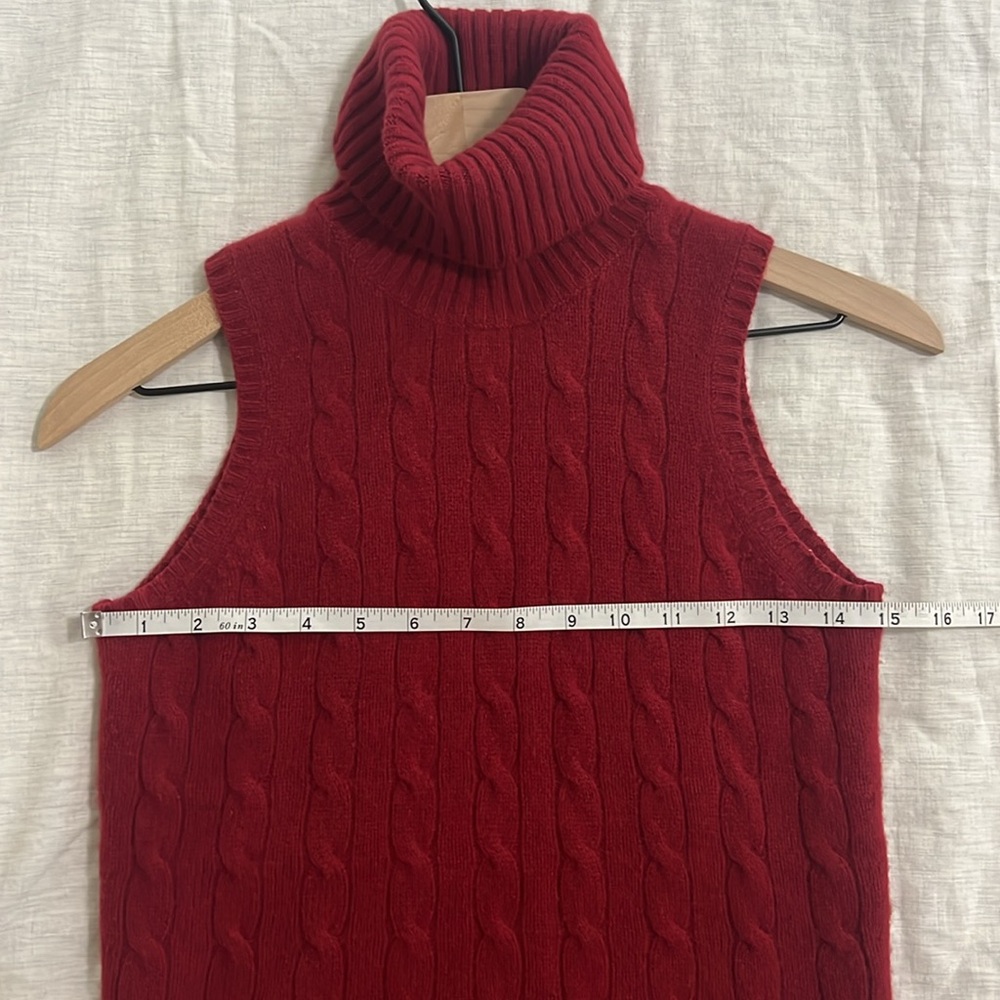 Brooks Brothers Cable Knit Sleeveless Turtleneck Sweater Cashmere Wool Size Smal - Picture 5 of 7